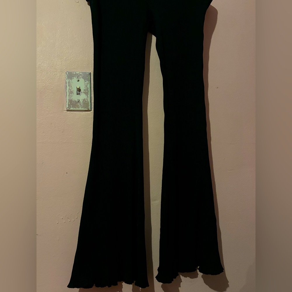 aerie ribbed high waisted flare pants